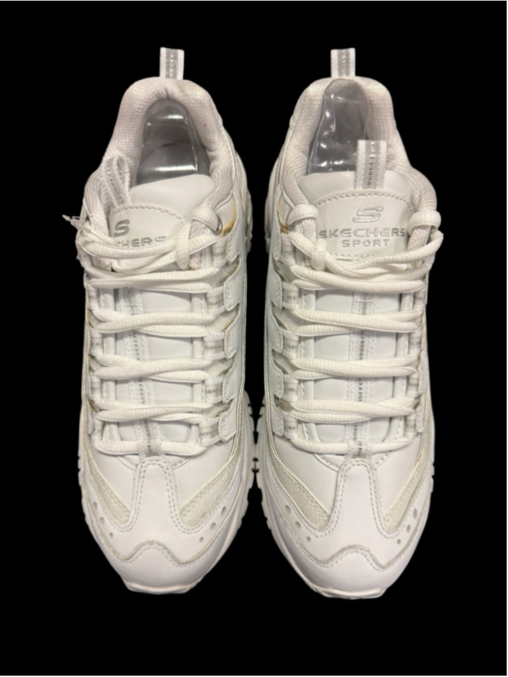 Women's Skechers White & Silver Athletic Shoes